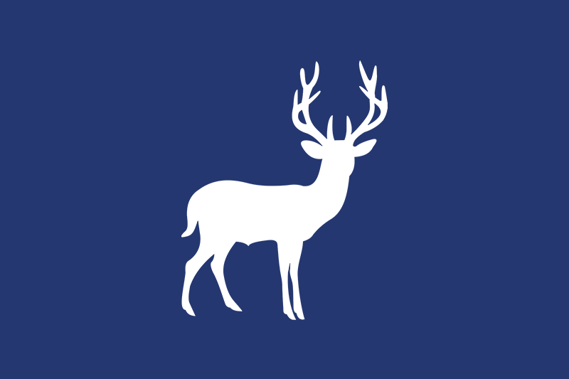 White buck icon on a blue background